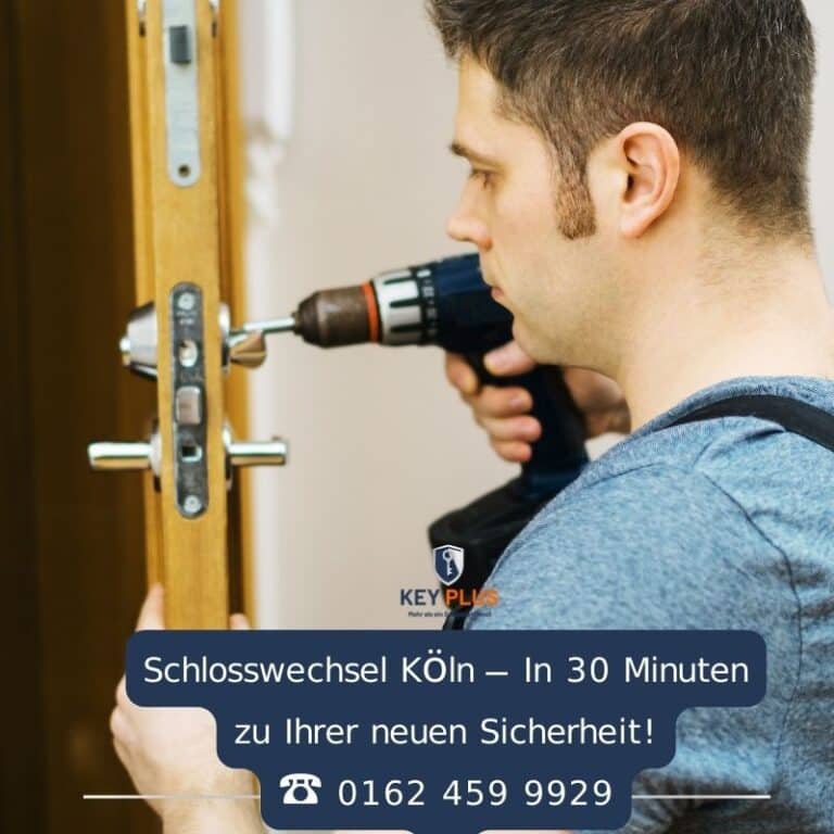 Schlosswechsel Köln – Zertifizierter KEY PLUS Techniker wechselt Schlosszylinder an Wohnungstür in Köln.